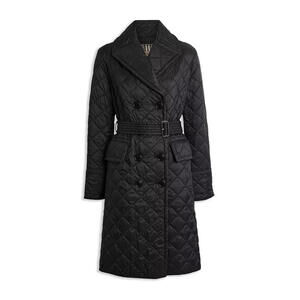 NEW, Burberry London Double-Breasted Quilted Trench Coat in Black Sz M #DC575